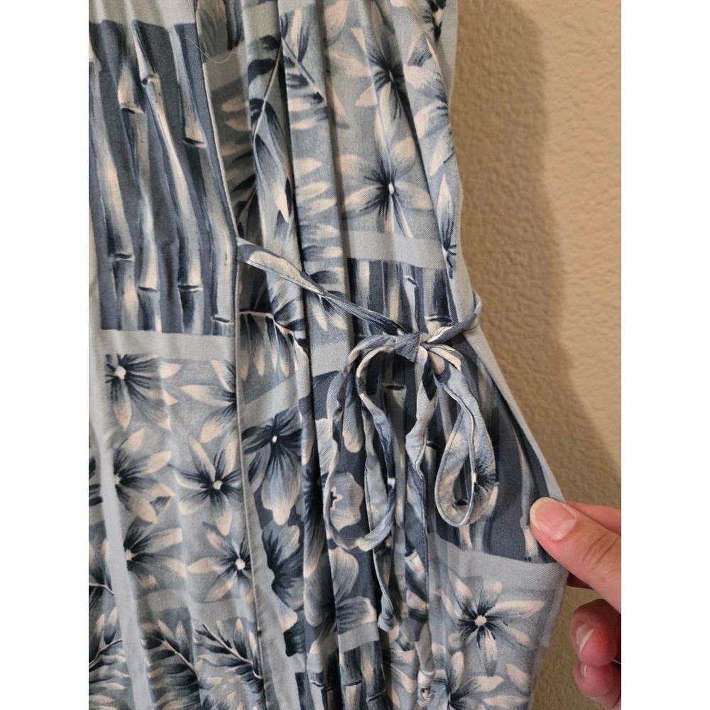 Teddi Vintage Blue Tropical Floral Patchwork Maxi Dress Sleeveless XL - Picture 2 of 5